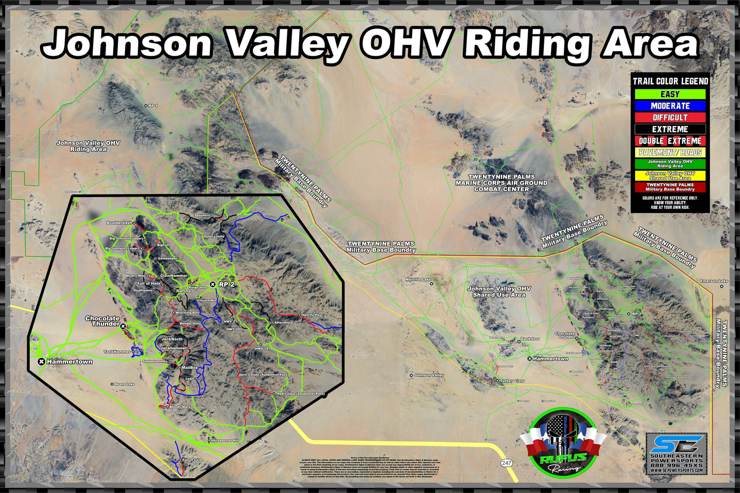 Johnson Valley OHV Map Vinyl Banner 72"x48" with Custom Logo